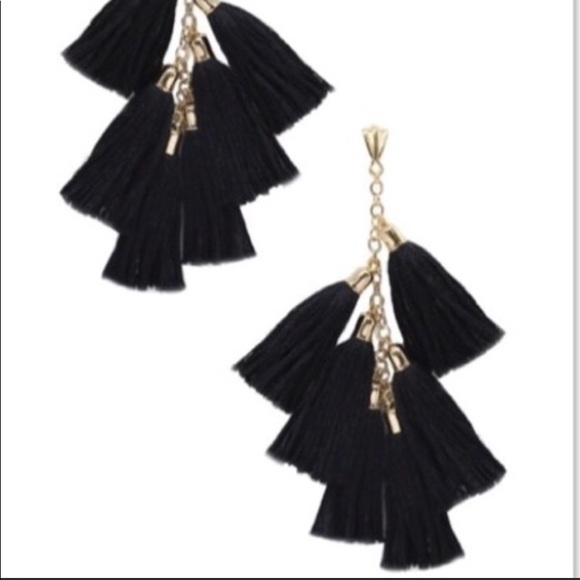 Ettika Daydreamer Tassel Black & Gold Earrings-NEW - Picture 8 of 8